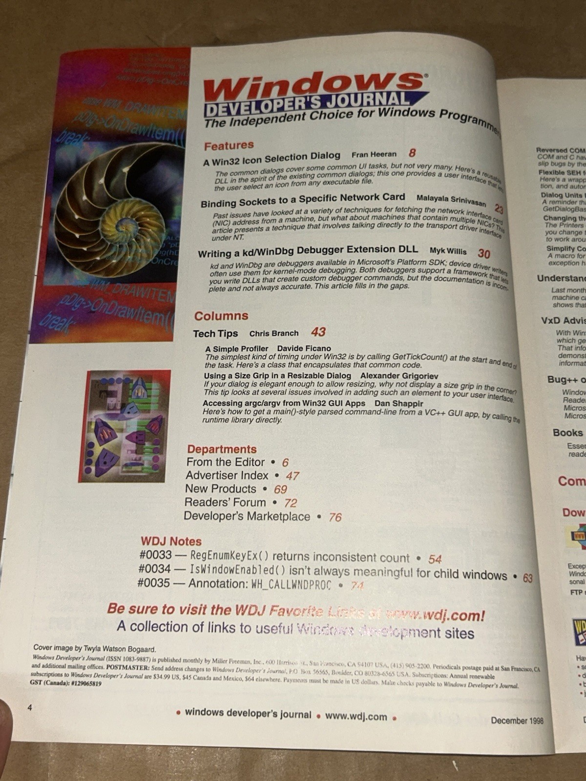 Windows Developer Journal 1998 Visual Programming: Multi-NIC Machines & Debugger