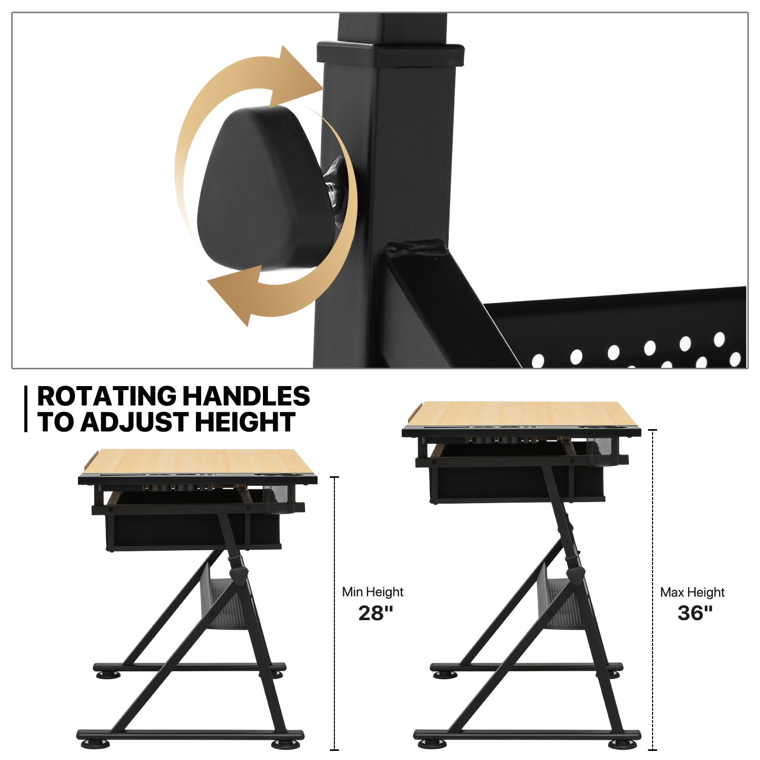 Drafting Drawing Table[STOOL+DRAWER]Adjustable Wood Tabletop Craft Work Station