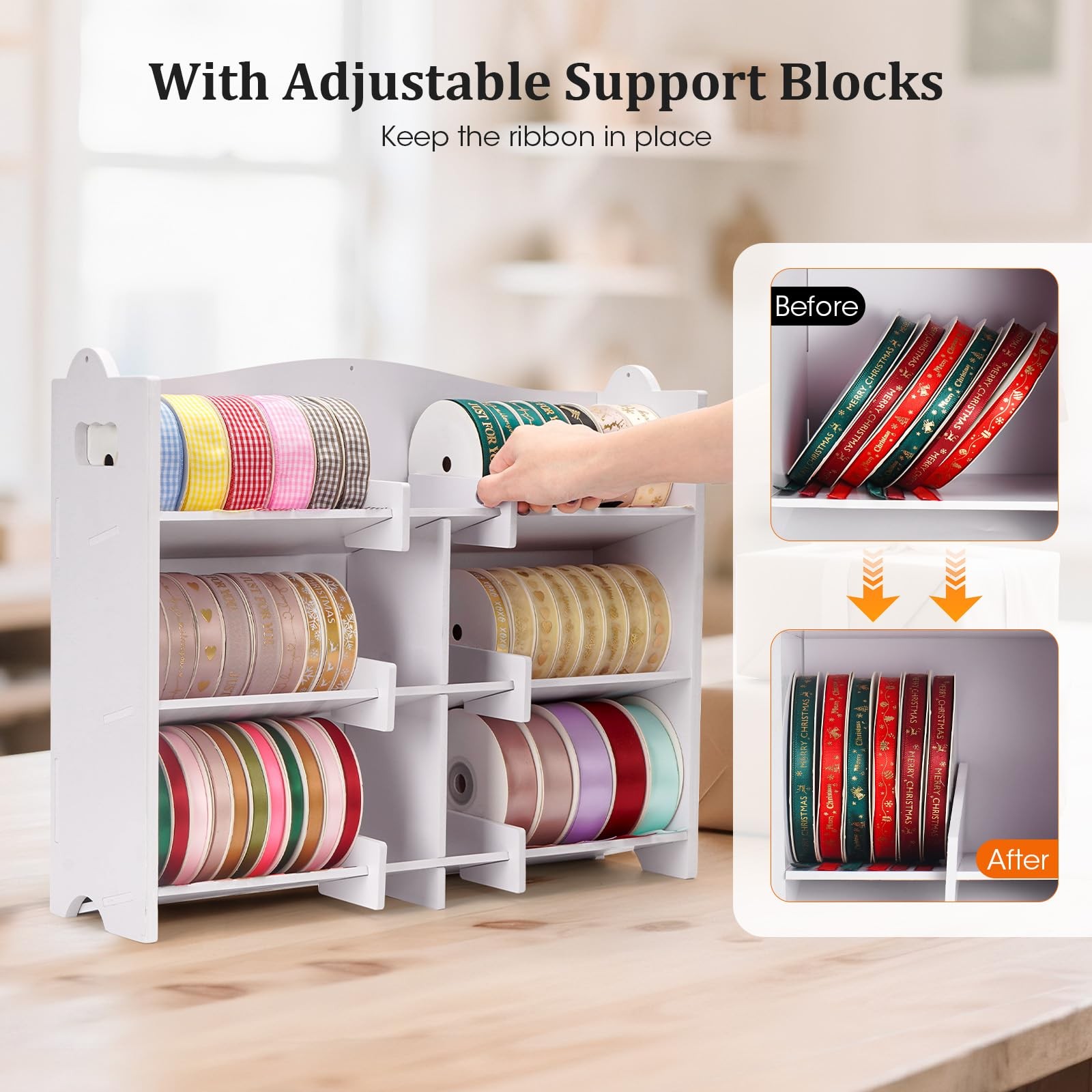 Stackable Small Ribbon Storage Organizer Rack Wall Mount Holder for 4 Inch