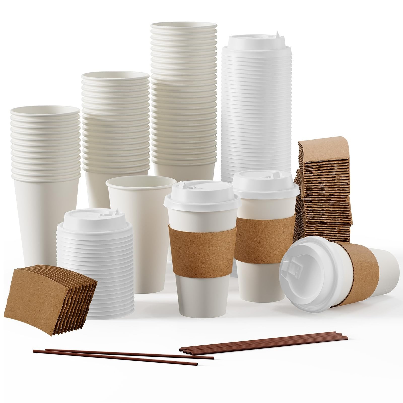 JOLLY PARTY [50 Pack] 16 oz Paper Coffee Cups, Disposable Paper Coffee Cup wi...