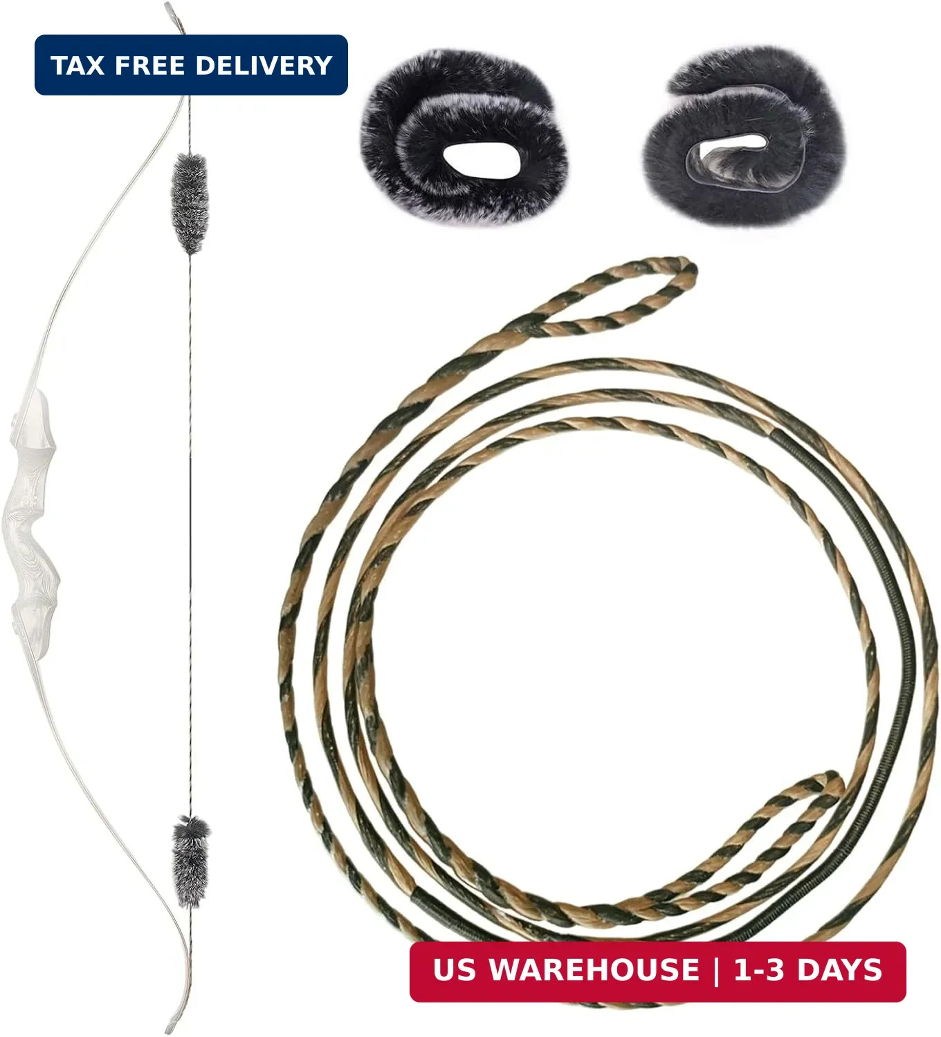 16 Strands Handmade Flemish Bowstring Replacement + 1 Pair Rabbit FurBow Str