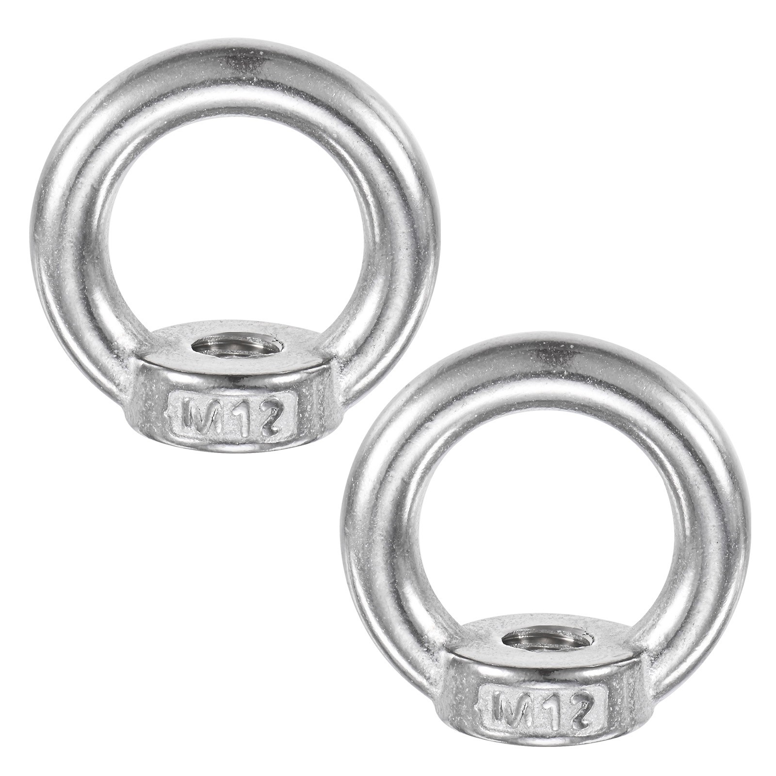 2-Pack M12 Lifting Eye Nut, 304 Stainless Steel Lifting Eye Nut [Silver Tone]
