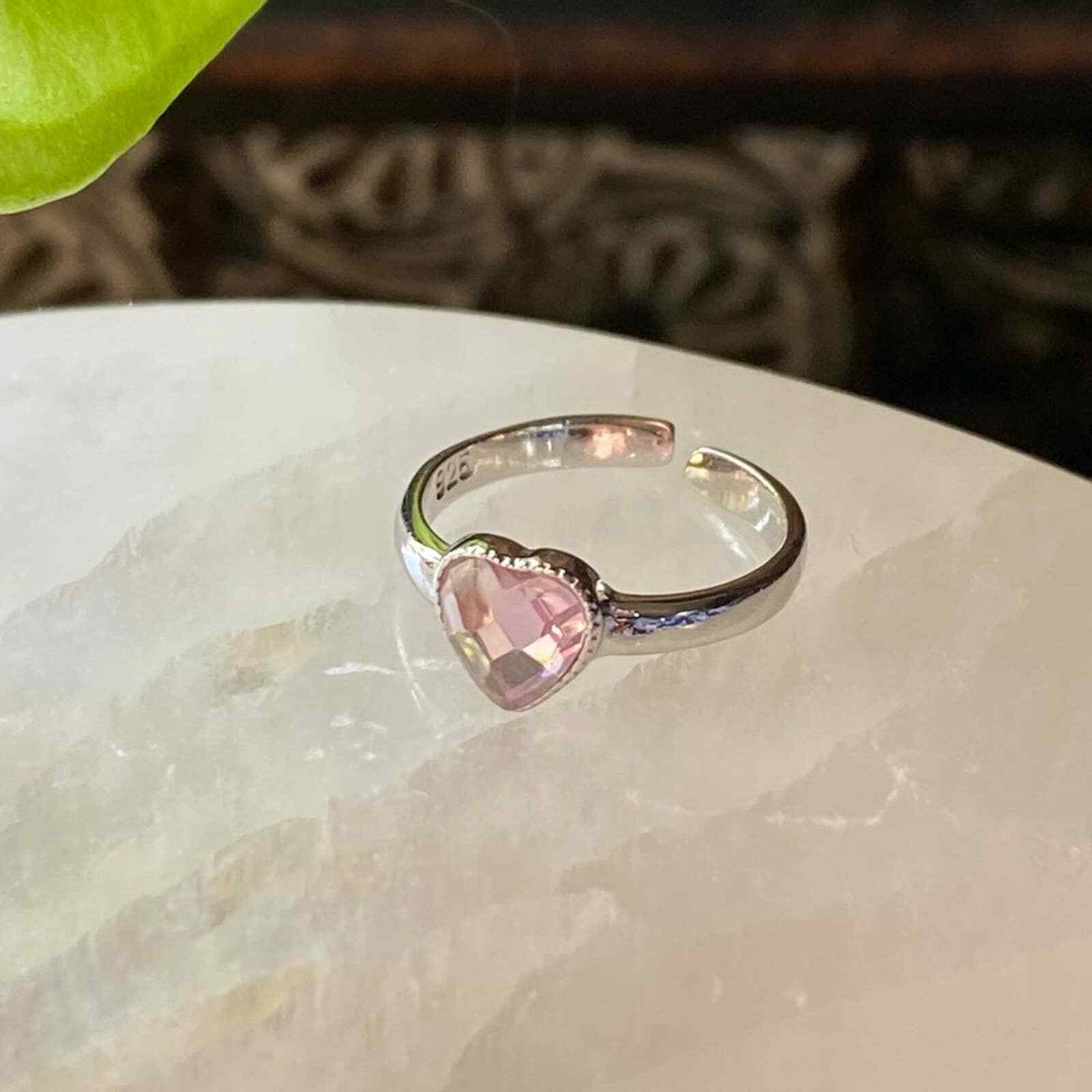 Pink Faceted CZ Heart Sterling Silver Toe Ring