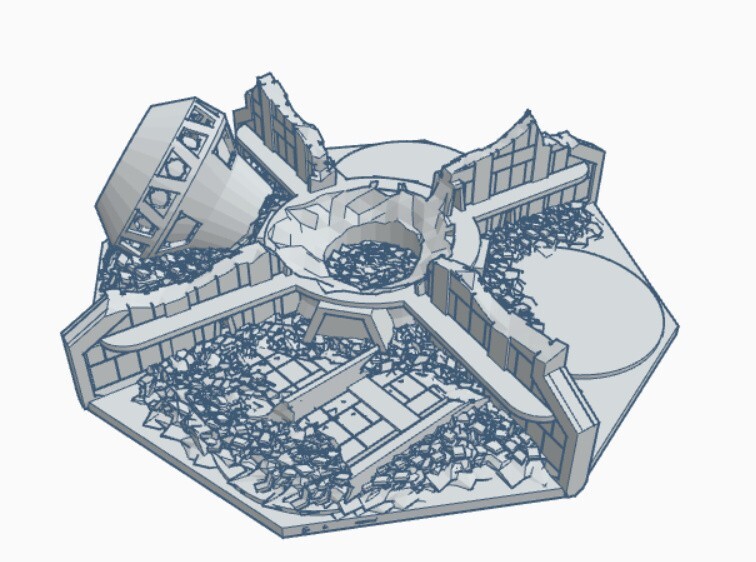 Ruined Military Mech Hangar - Tabletop Wargame Terrain Battletech