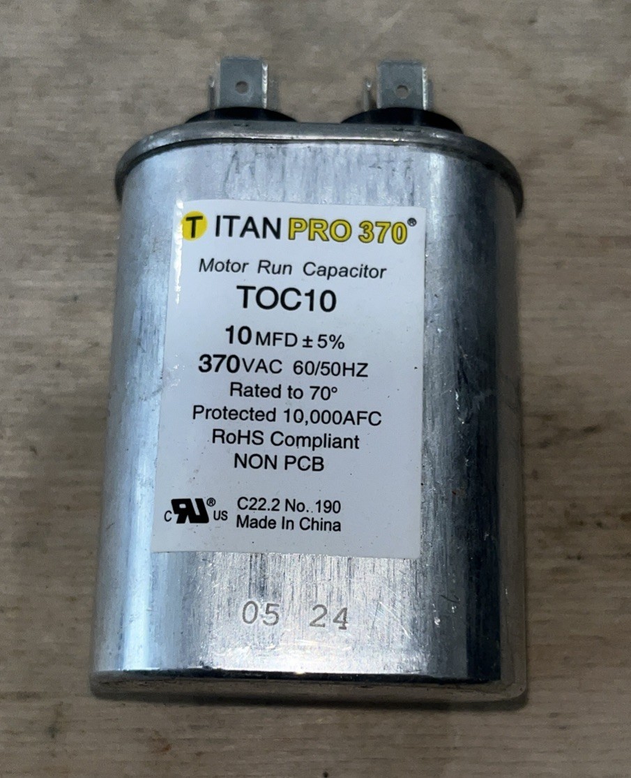 TITAN PRO TOC10 Capacitor 10 MFD 370 VAC USED **TESTED**