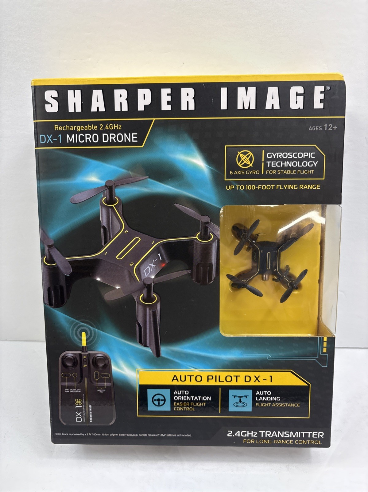Sharper Image DX-1 Micro Drone 2.4GHz Quadcopter Rechargeable Auto Landing Black
