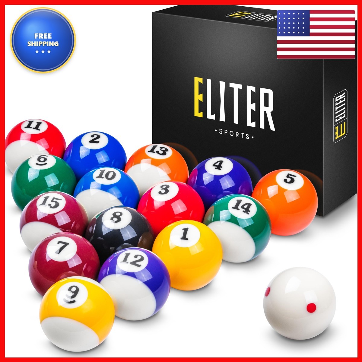 Eliter Sports Pool Balls Set Made Of Phenolic 16 Billiard Balls Standard 2-1/4