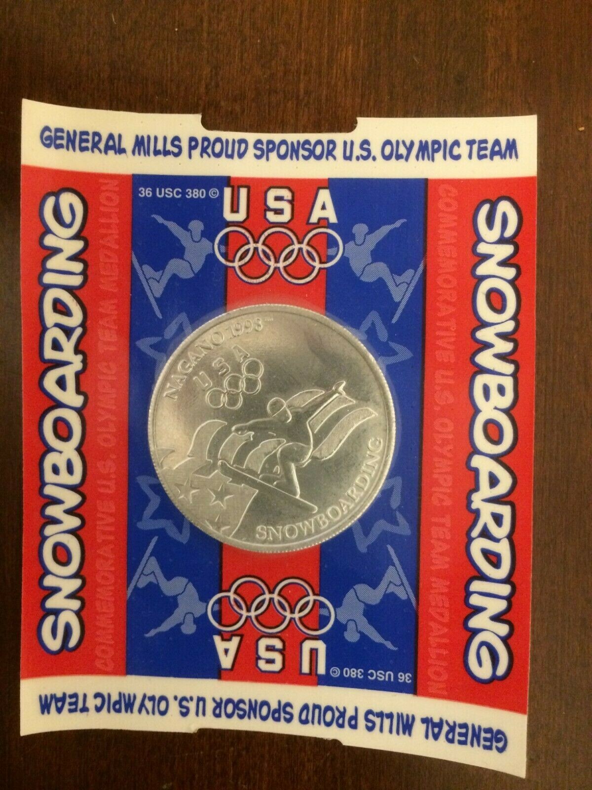 Vintage 1998 General Mills US Olympic Team Snowboarding Limited Edition Coin