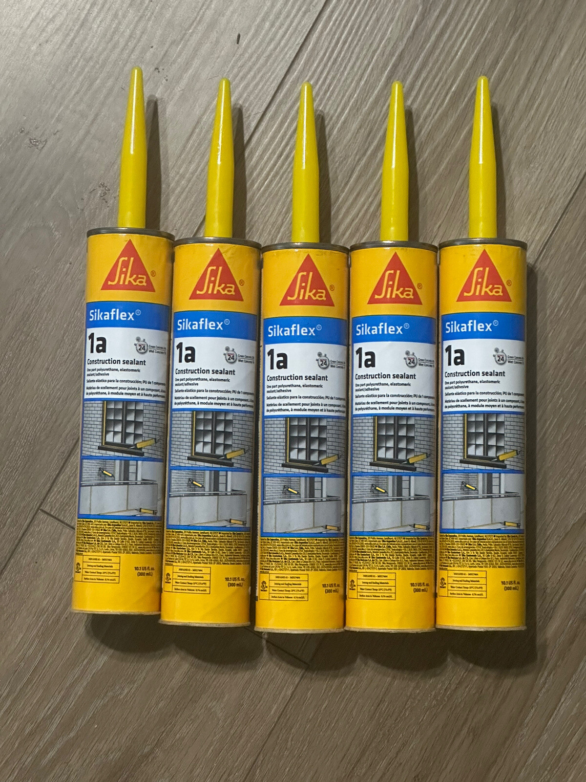 5 Pack Sikaflex 1A Polyurethane Construction Sealant, Dark Bronze, In Date