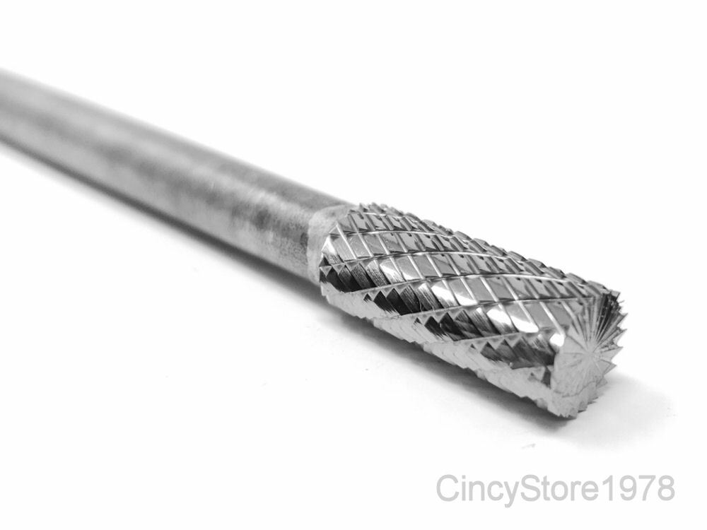 SB2D Cylindrical End Tungsten Carbide Burr Bur Cutting Tool Die Grinder Bit 1/4"
