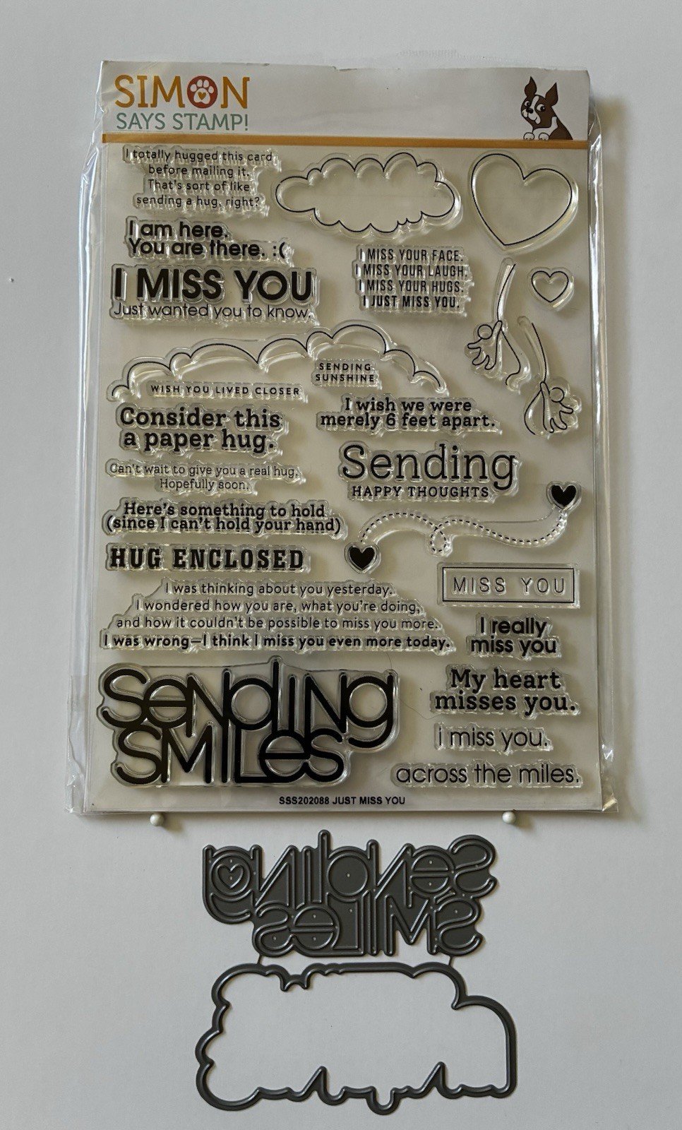 NEW Simon Says Stamp Just Miss You Clear Stamps and Dies SSS-202088