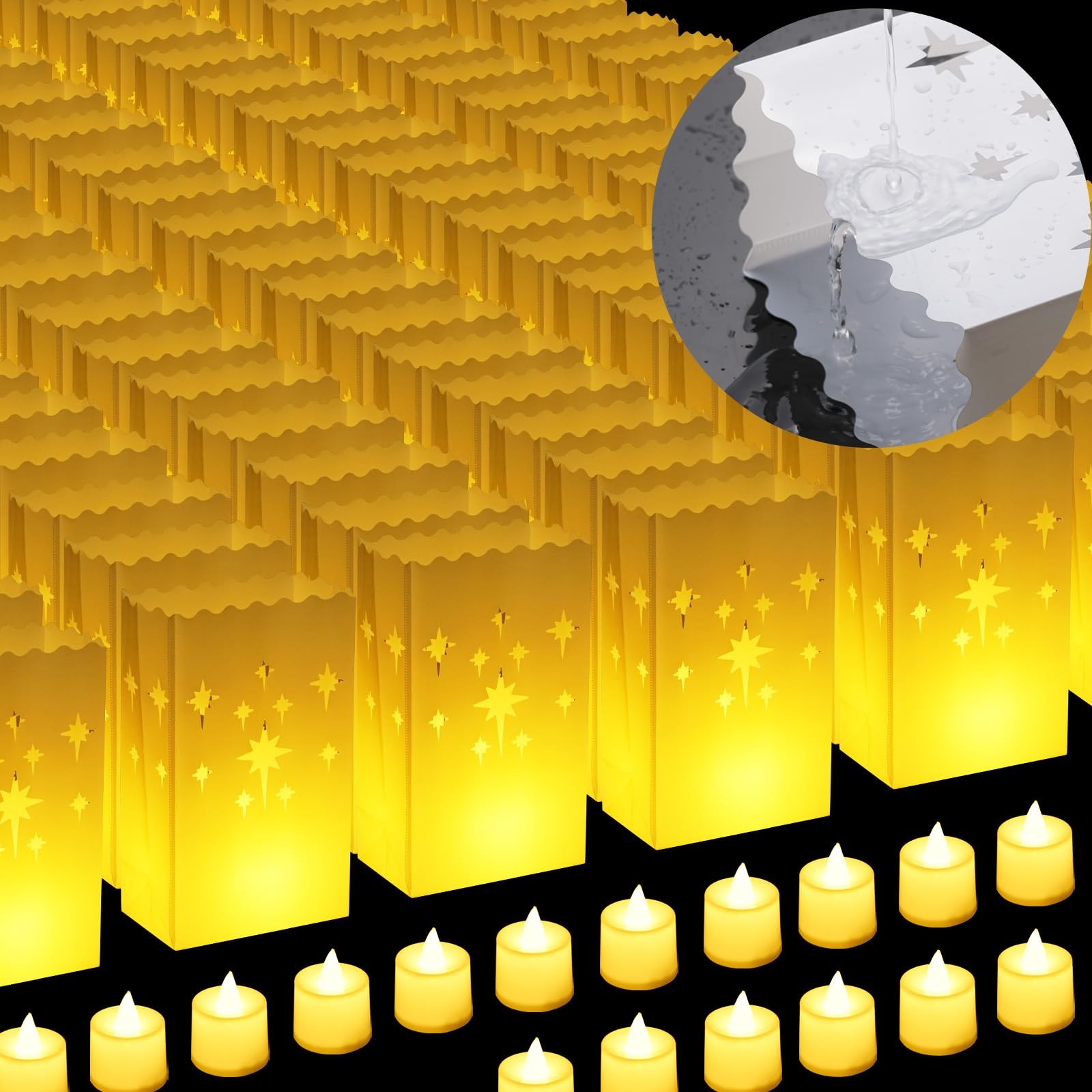 Luminary Bags 50 Pcs Waterproof LED Flameless Candles White Party Decor 2025