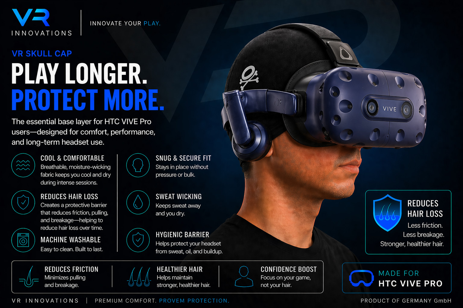 NASA INSPIRED VR HEADSET LINER FOR HTC VIVE VR HEADSET - ESSENTIAL VR ACCESSORY