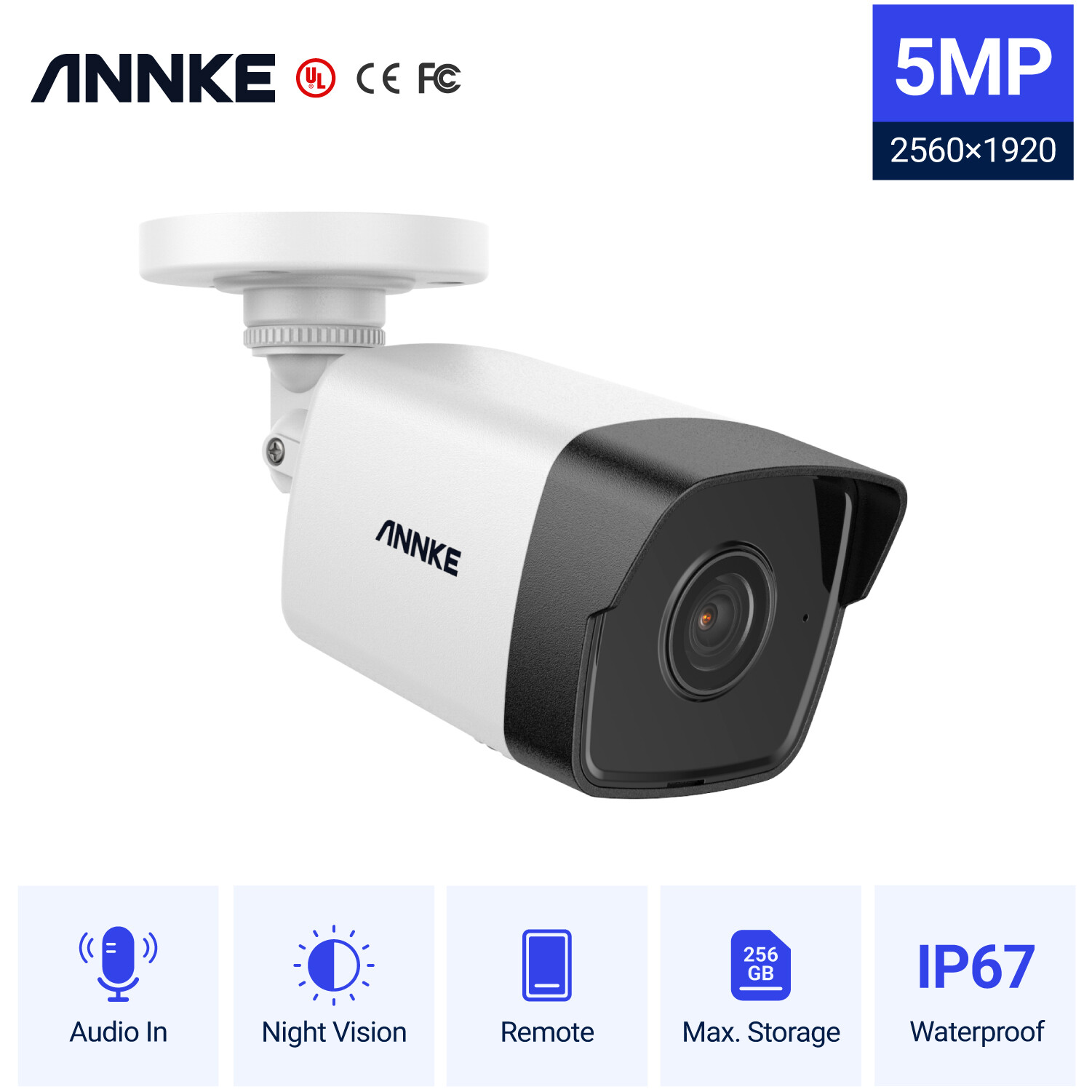 ANNKE HD 5MP PoE Security Camera C500 IP Network Outdoor 100ft EXIR Night Vision