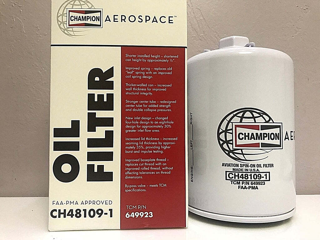 BRAND NEW CHAMPION AIRCRAFT OIL FILTER p/n CH48109-1 w/ FAA-PMA 8130 Certs