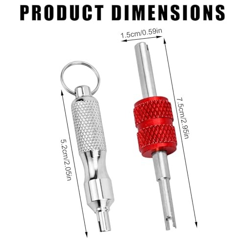 2pcs Valve Core Removal Tool Keychains, Dual & Single Head Tire Stem Core