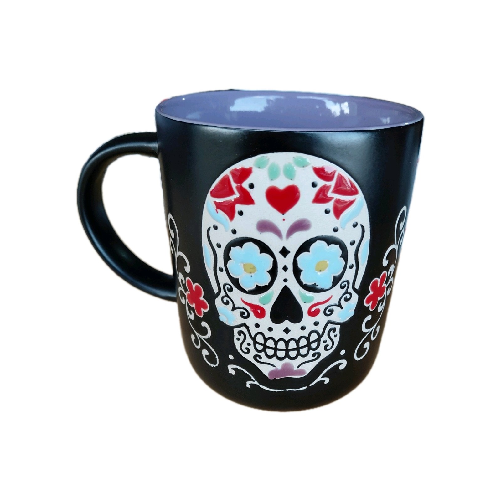 Day Of Dead Head Skull Ceramic Stoneware Mug 18oz  Halloween Multicolor