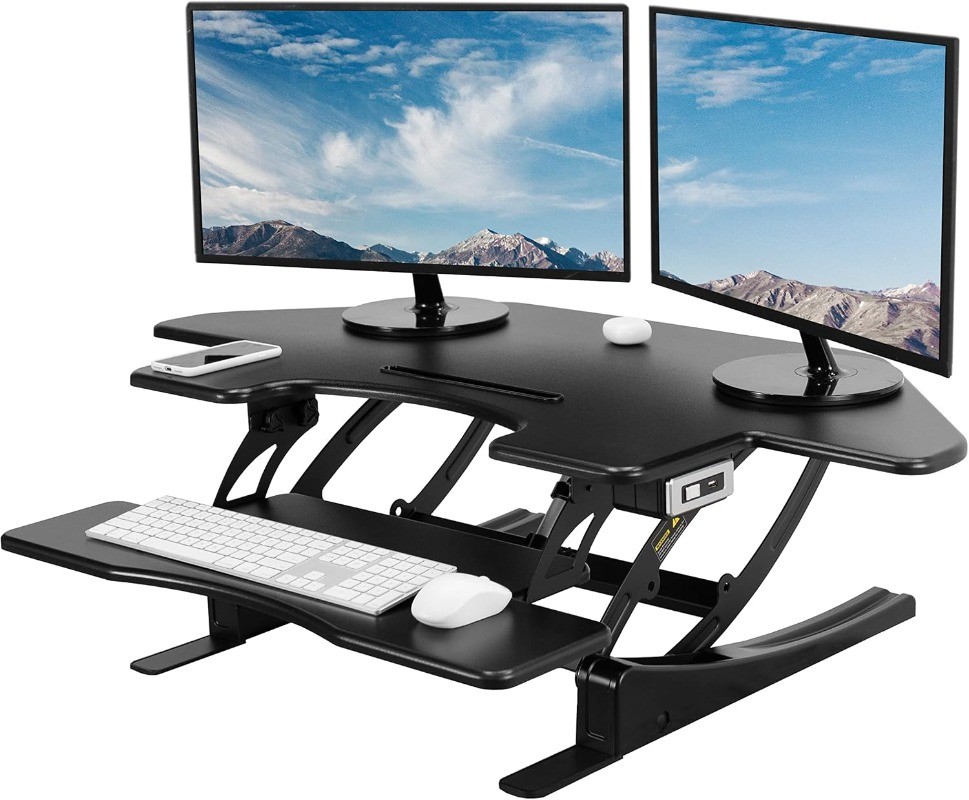 43 Inch Corner Electric Height Adjustable Cubicle Stand Up Desk Converter