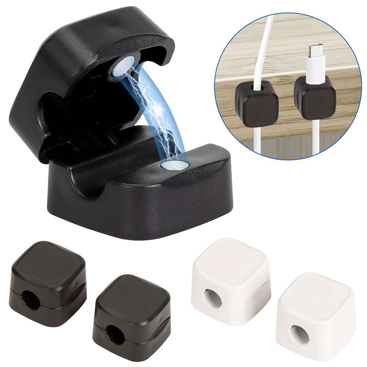 2/4/6x Magnetic Winder Clip Cord Organizer Lead Management Charger Cable Holder