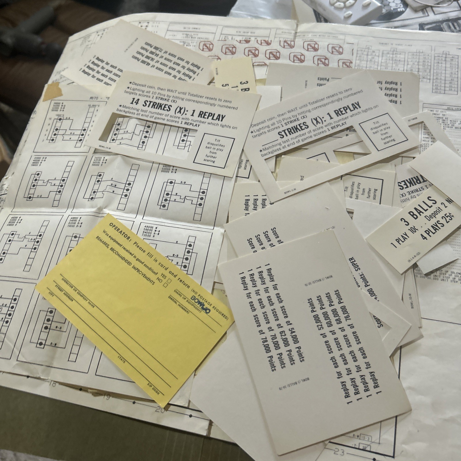 Original Bowl-o Schematics Plus Extras arcade Video game Owners manual