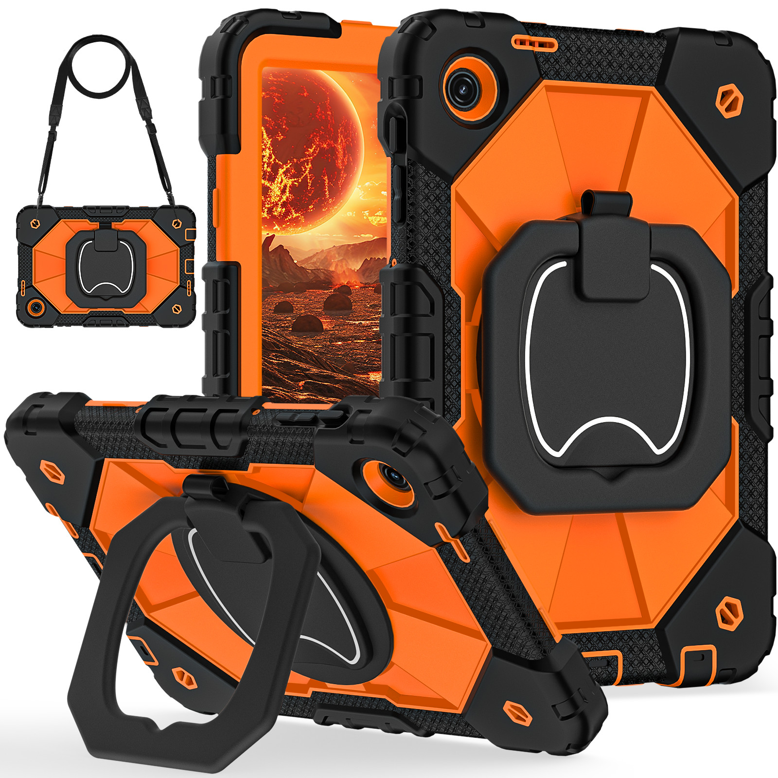 For T-Mobile Revvl Tab 2 2025 10.1-inch Stand Shockproof Rugged Case Strap