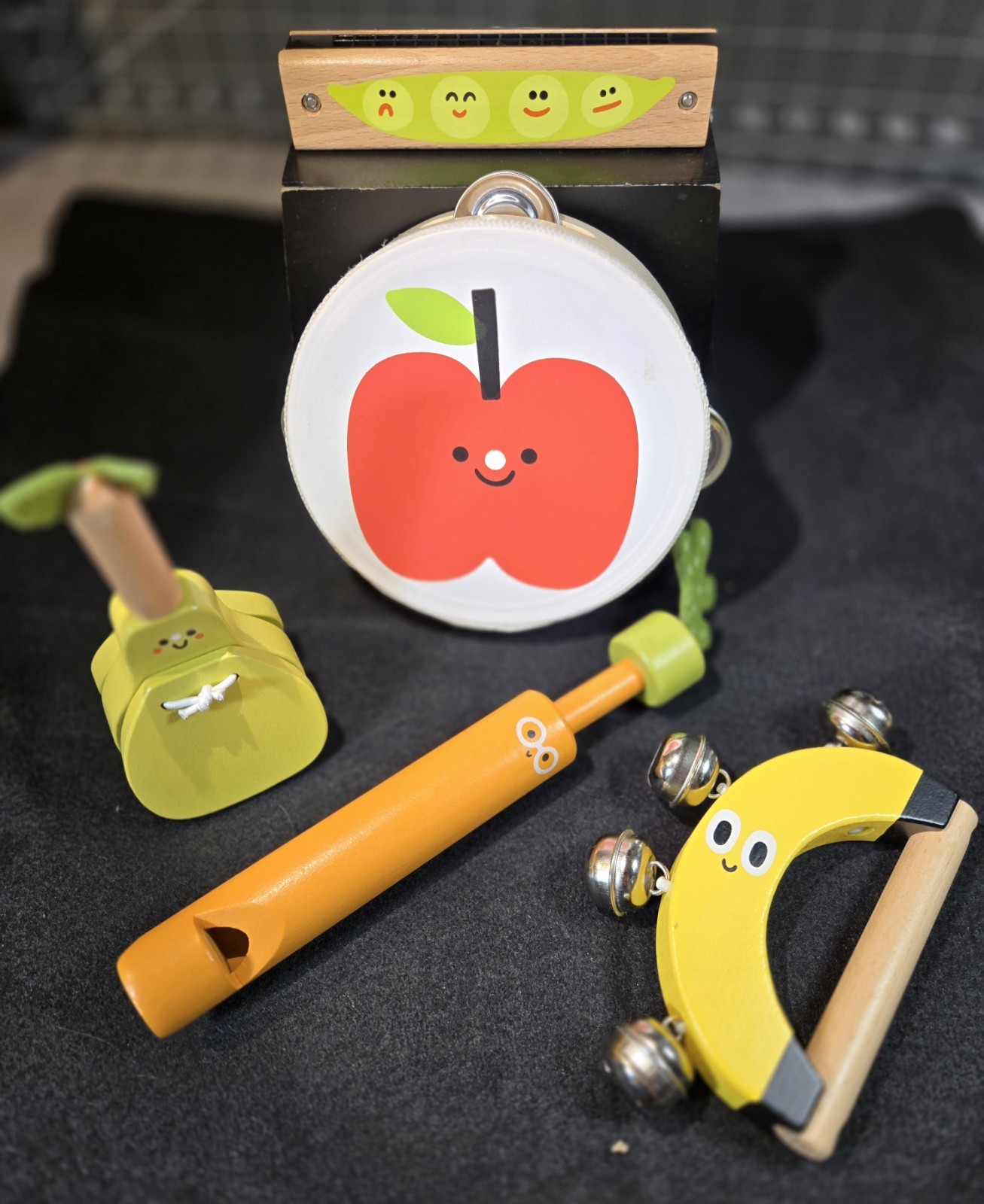 Fruit & Veggie Instruments Set - 5pc - Gigglescape: Music Toys, Instrumental