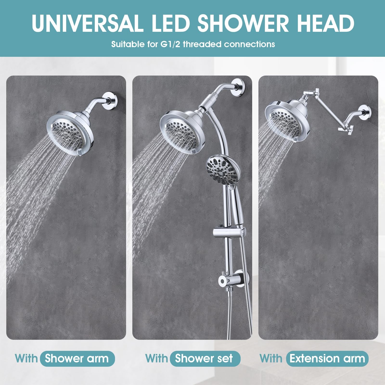 DPBath LED Shower Head Color Changing, High Pressure Light Up Shower Head wit...