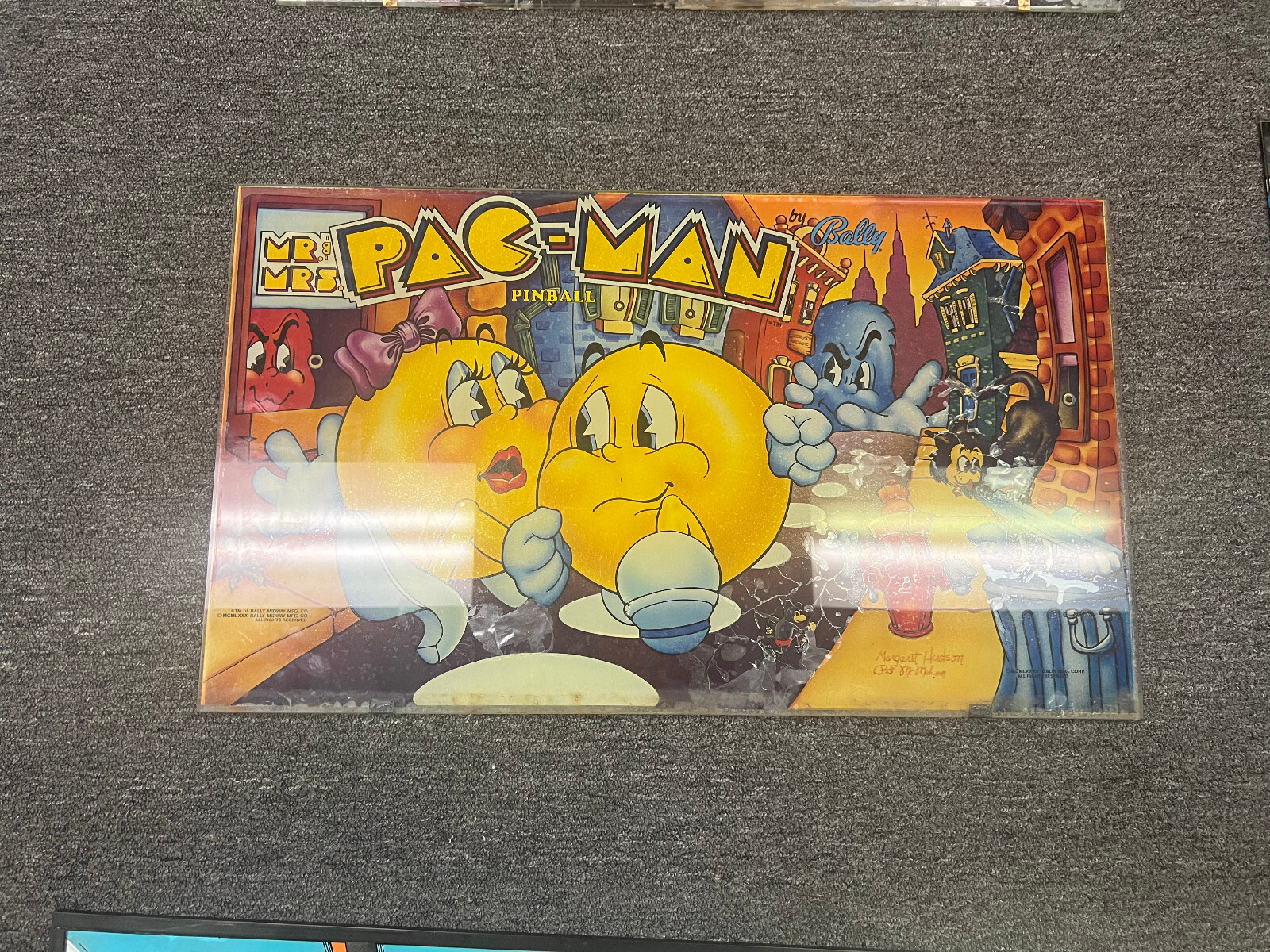 PAC MAN PINBALL Pinball BACKGLASS by BALLY 1982-TEST