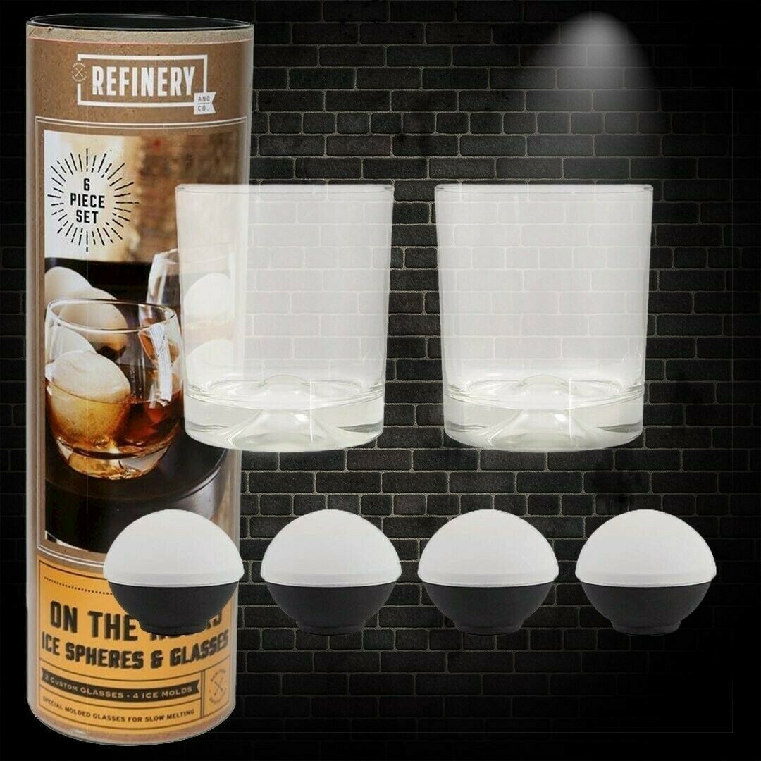 Ice Sphere & Glass Set Refinery And Co 6 Piece Gift Set, with Fast/Free Ship!