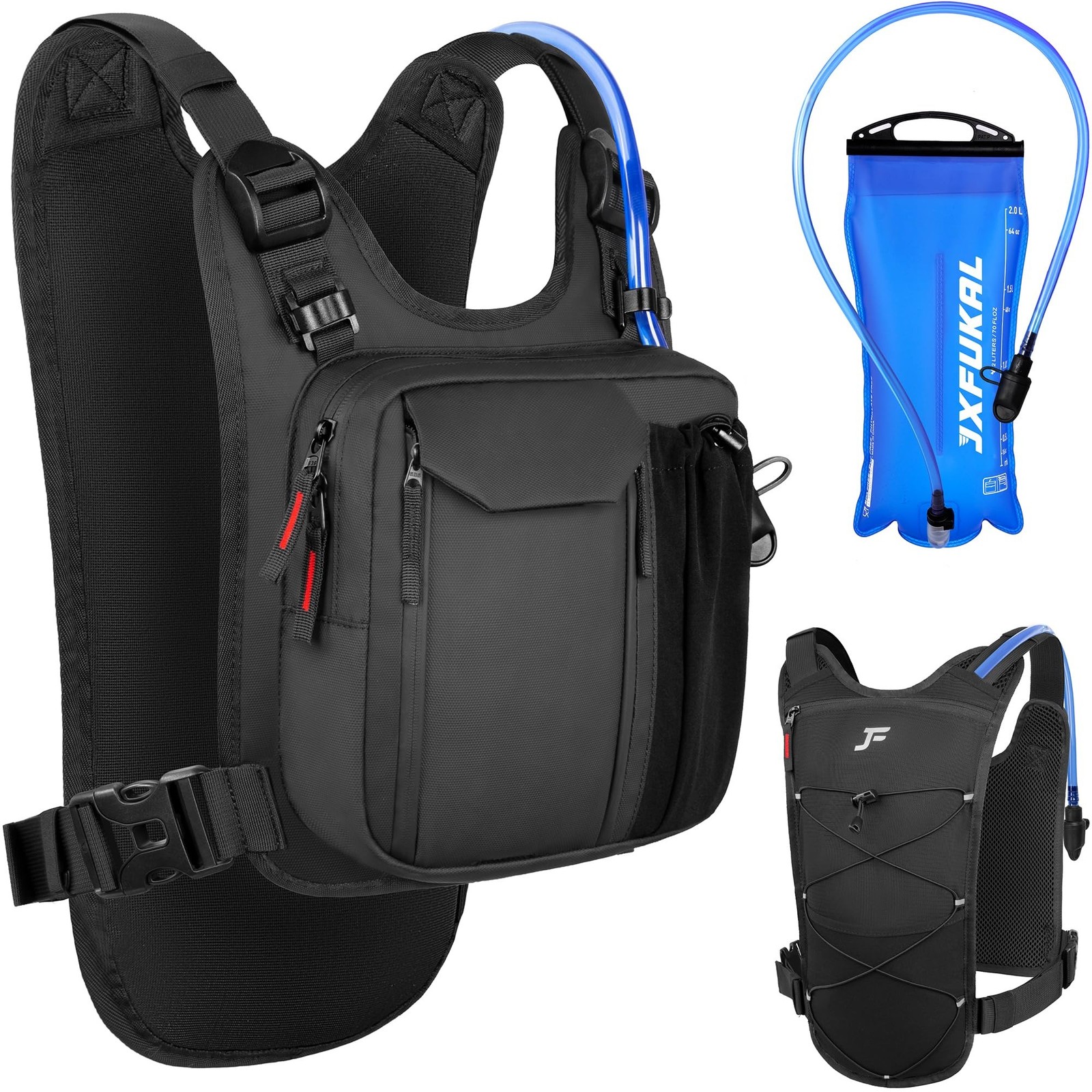 JXFUKAL Running Vest, Lightweight Hydration Backpack with 2L Water Bladder, R...