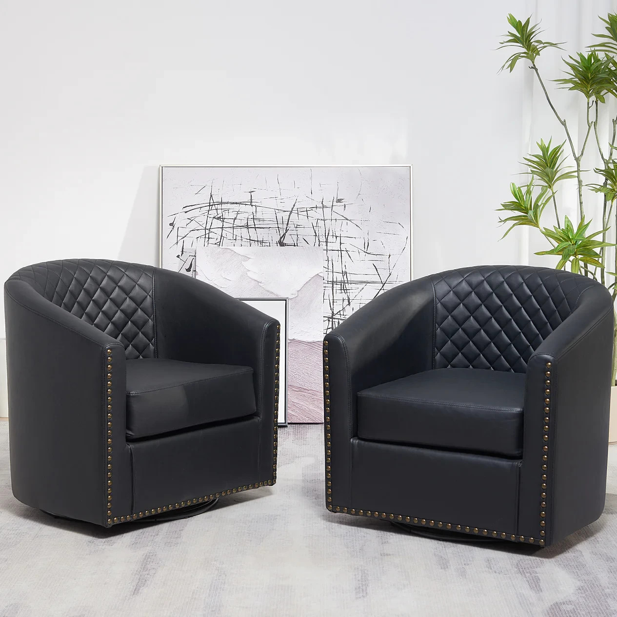 Open Box] Logan Tufted Faux Leather Swivel Club Chair (Retail price $269)