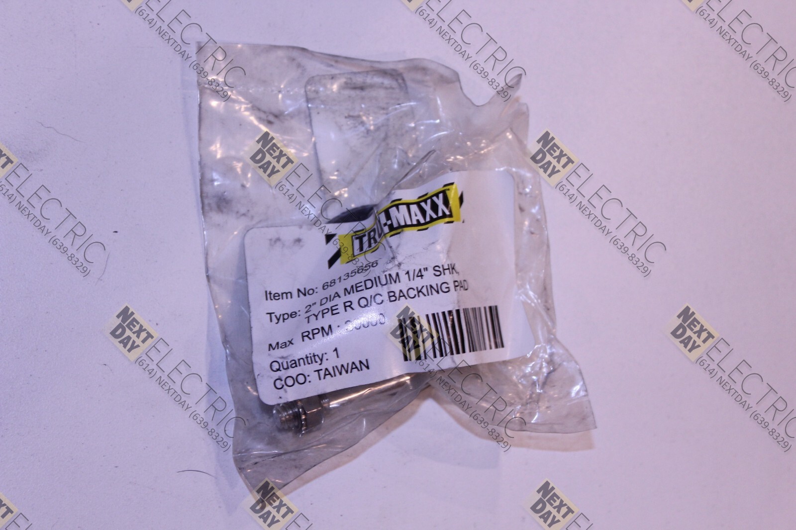Tru-Maxx, 68135656, 2" Diameter Medium 1/4" Shank Backing Pad Disc Quick Lok