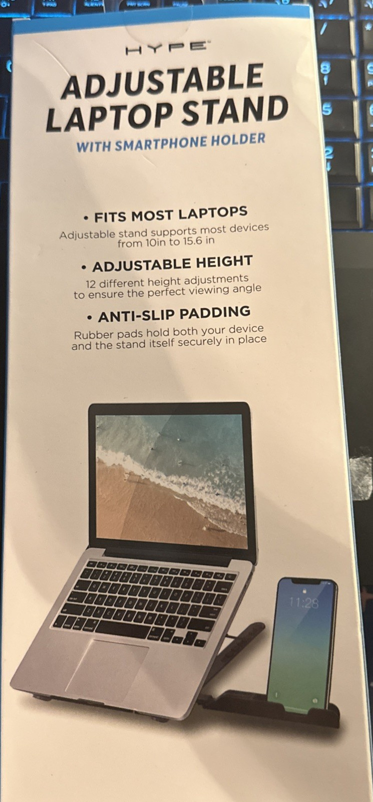 Hype Adjustable Laptop Stand With Smartphone Holder