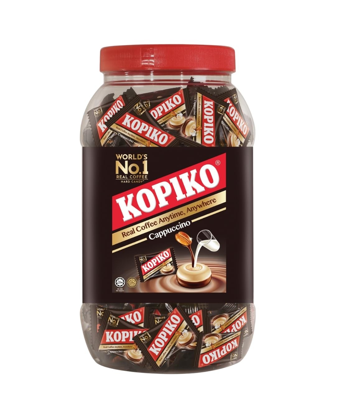 Kopiko Cappuccino Hard Candy 1.76 Pound Jar Real Coffee Extract Pocket Candy