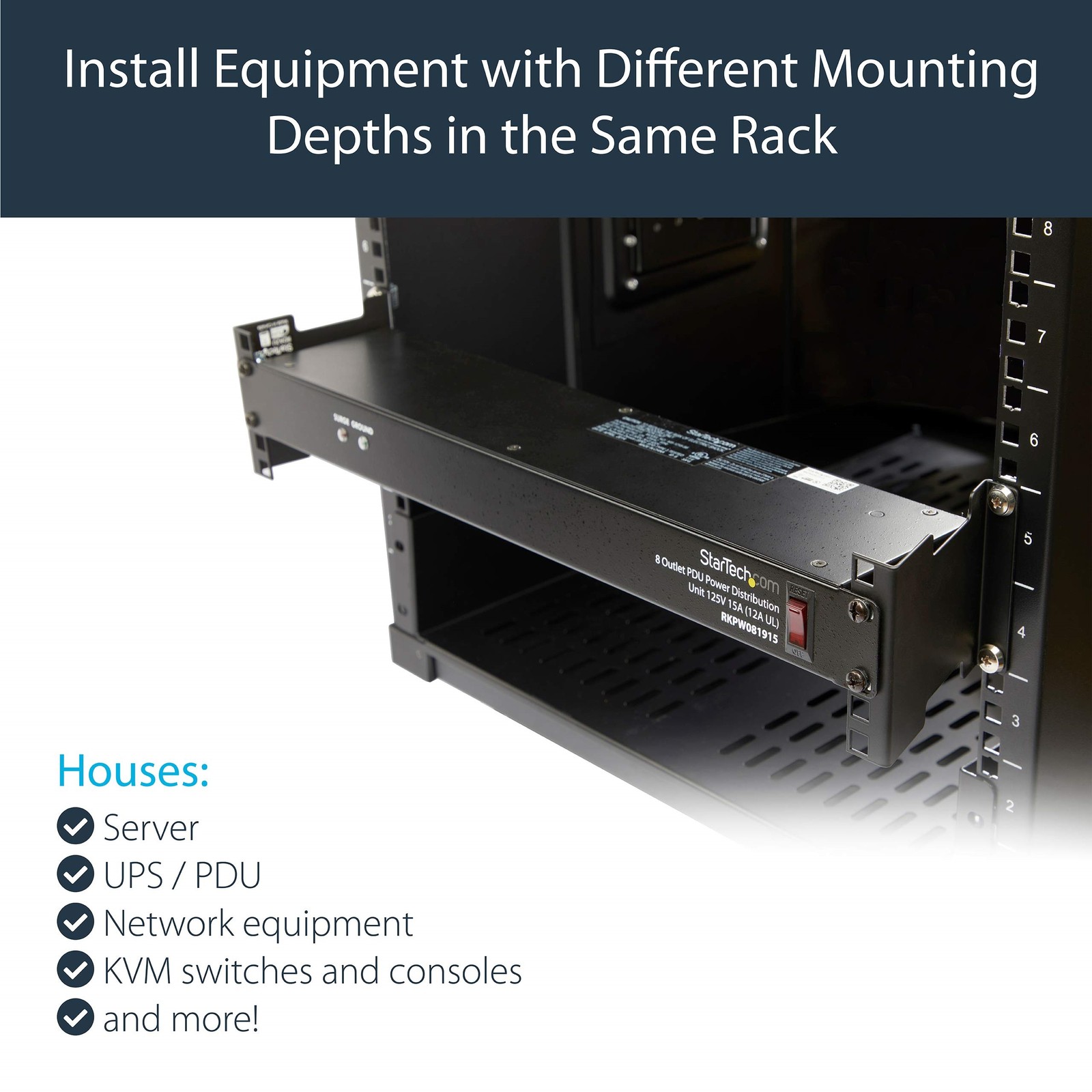 StarTech Rail Depth Adapter Kit for Server Racks - 2U
