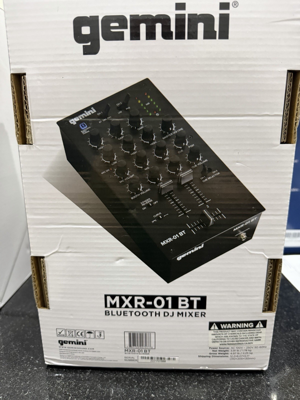 Gemini MXR-01BT 2 Channel Bluetooth DJ Mixer