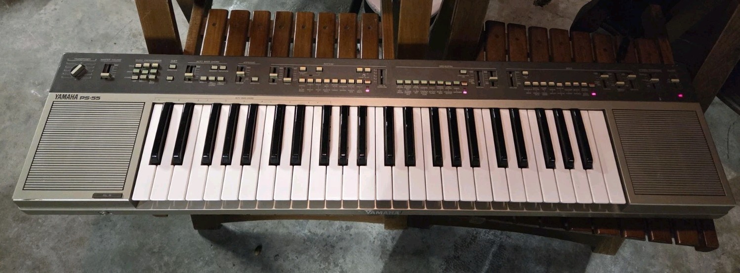 Vtg 1983 Yamaha PS-55 Synth Keyboard w/ Power Supply Works Great! RARE