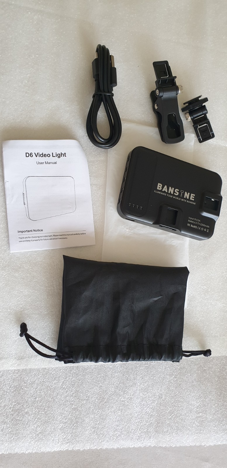 Bansine D6 Video Light 5V2A (3.7V-2200mAh) Rechargeable Video Light