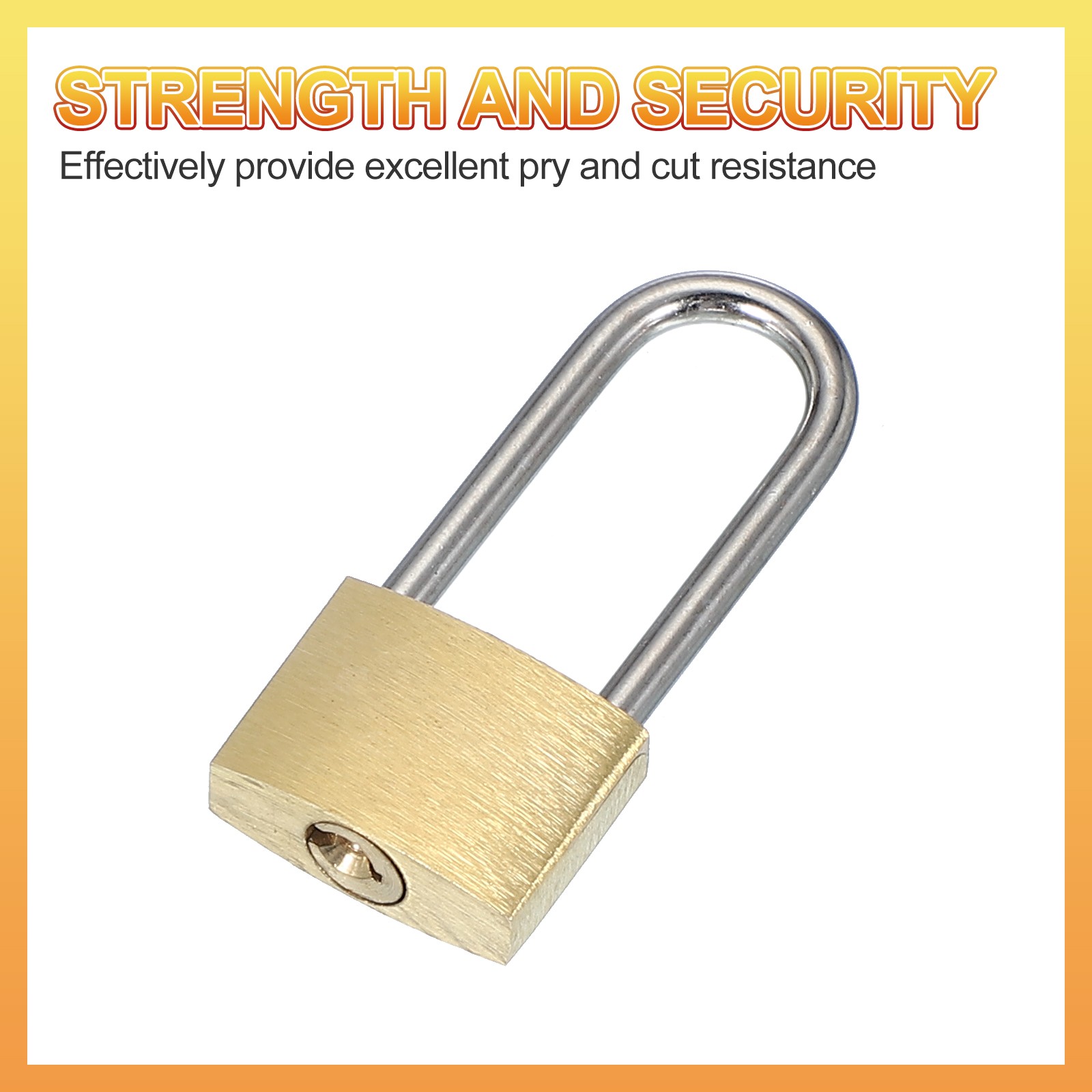 2 x Solid Brass Padlocks 1.6" Long Shackle Lock with 2 Keys