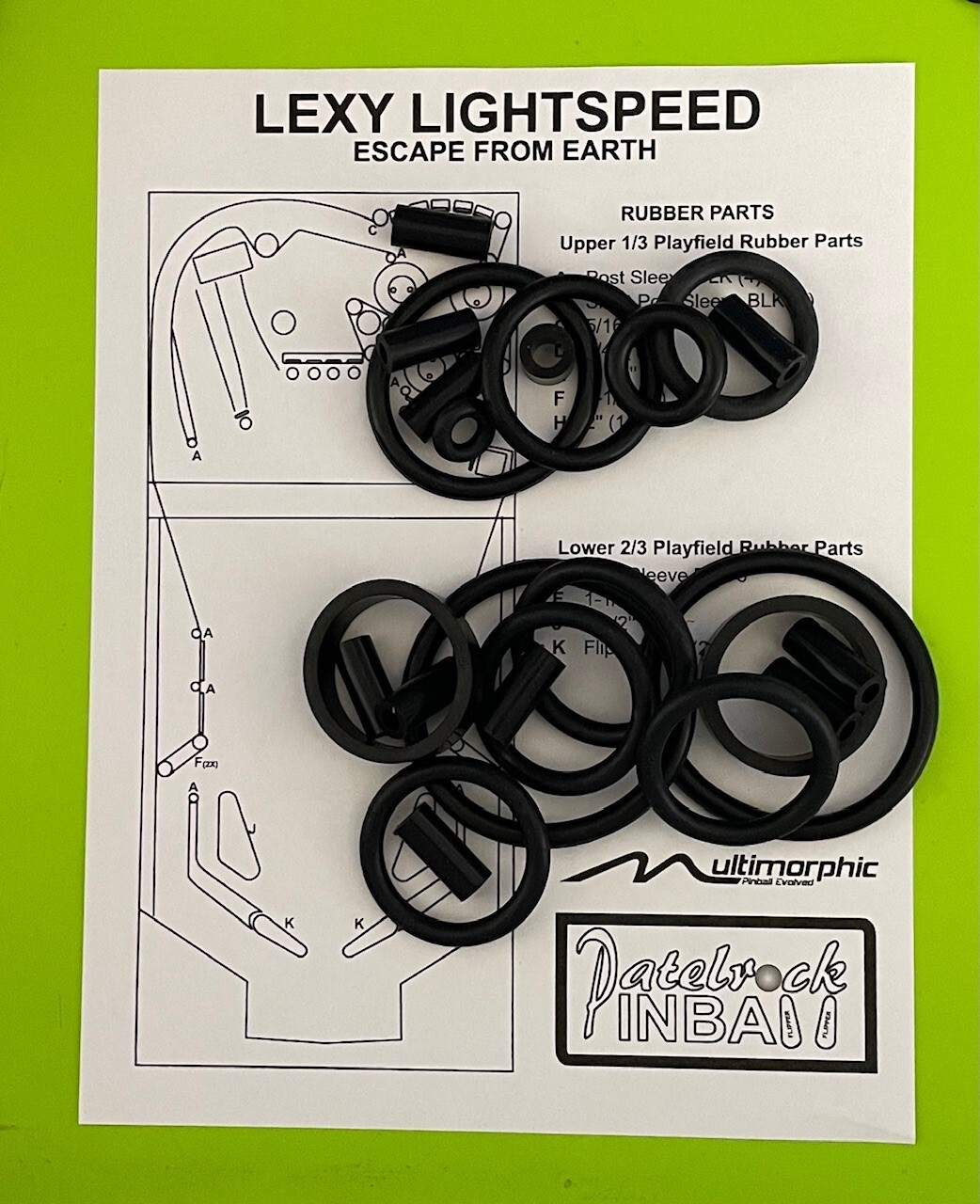 P3 Multimorphic Lexy Lightspeed Pinball Machine Silicone / Rubber Ring Kit