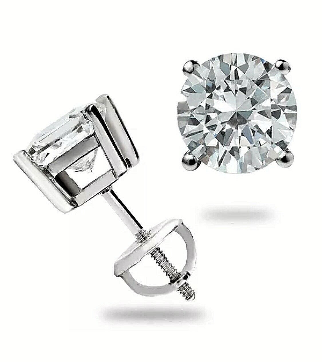 1.00 Ct Round Cut VVS1/D Lab Created Solitaire Stud Earrings 14k White Gold 6mm