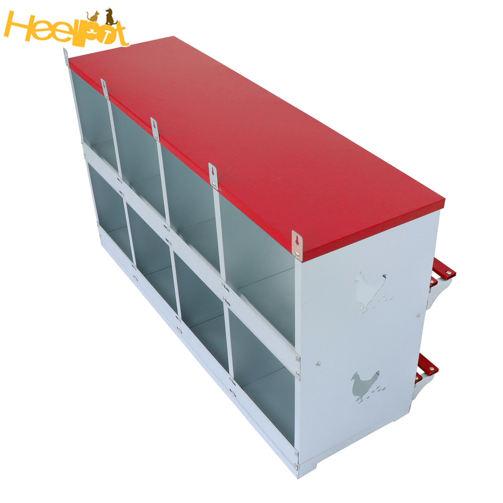 8 Compartments Chickens Egg Laying Box Red High Quality Materials Nesting Box