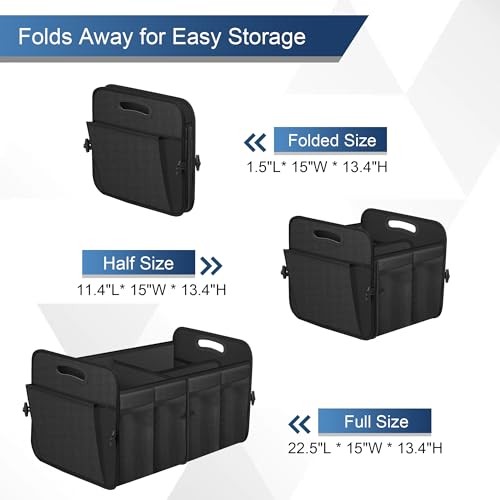 Car Trunk Organizer, Trunk Storage Organizer with 72L Capacity Large Black