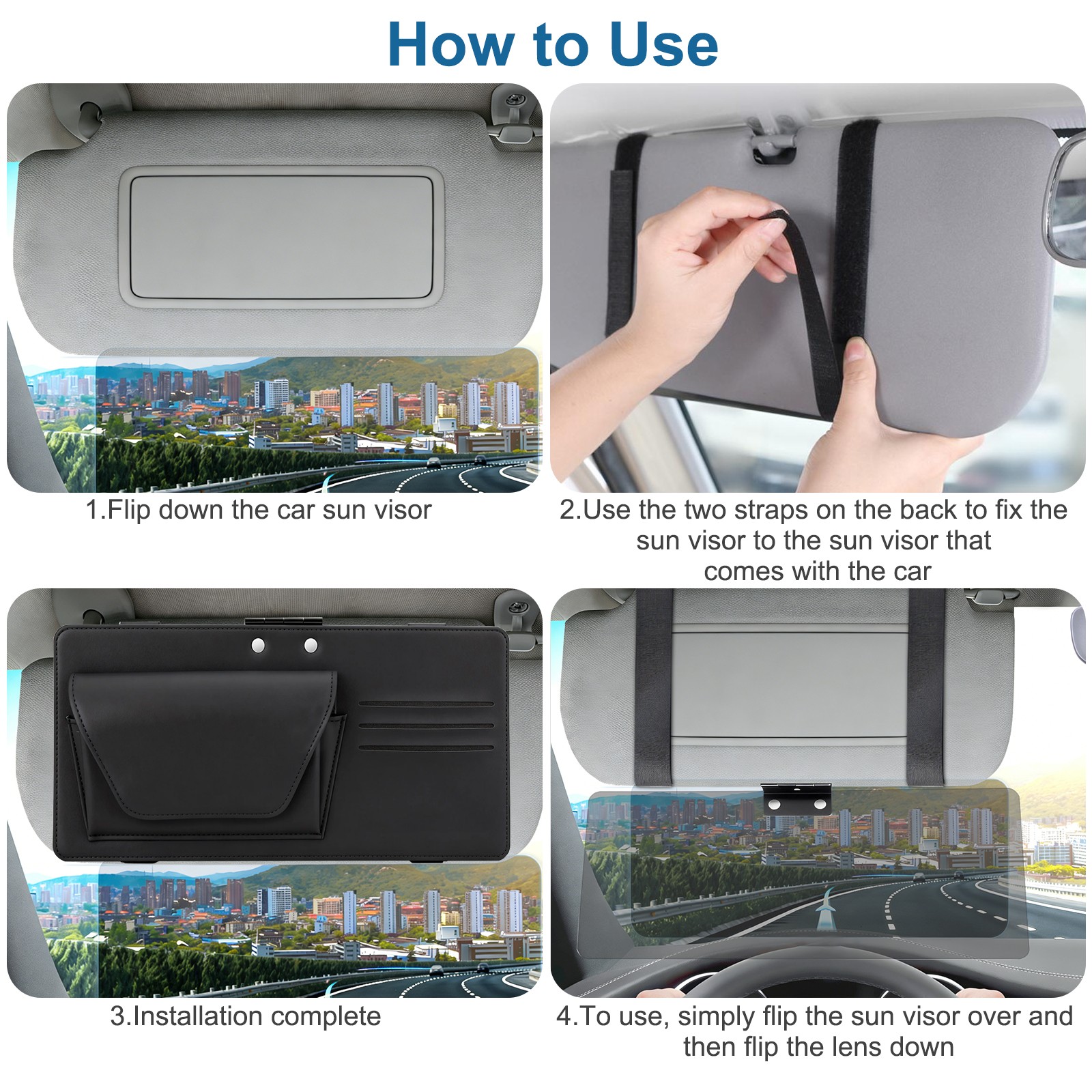 Car Shade Polarized Sun Extend Visor Shield Anti Glare Extension Driving Storage