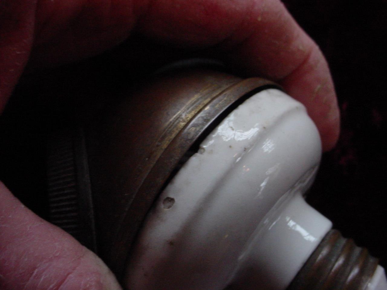 1908 Benjamin porcelain and brass double bulb socket adapter