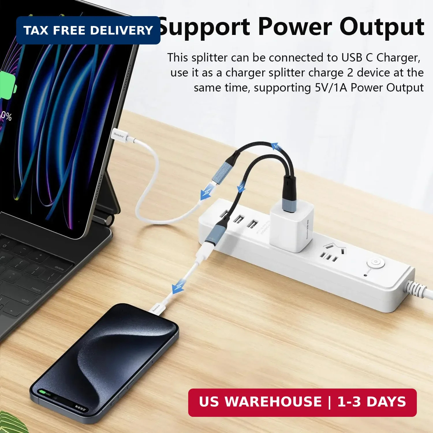 USB C to Dual USB Type C Female Splitter Cable Earphone Adapter Type C OTG Split