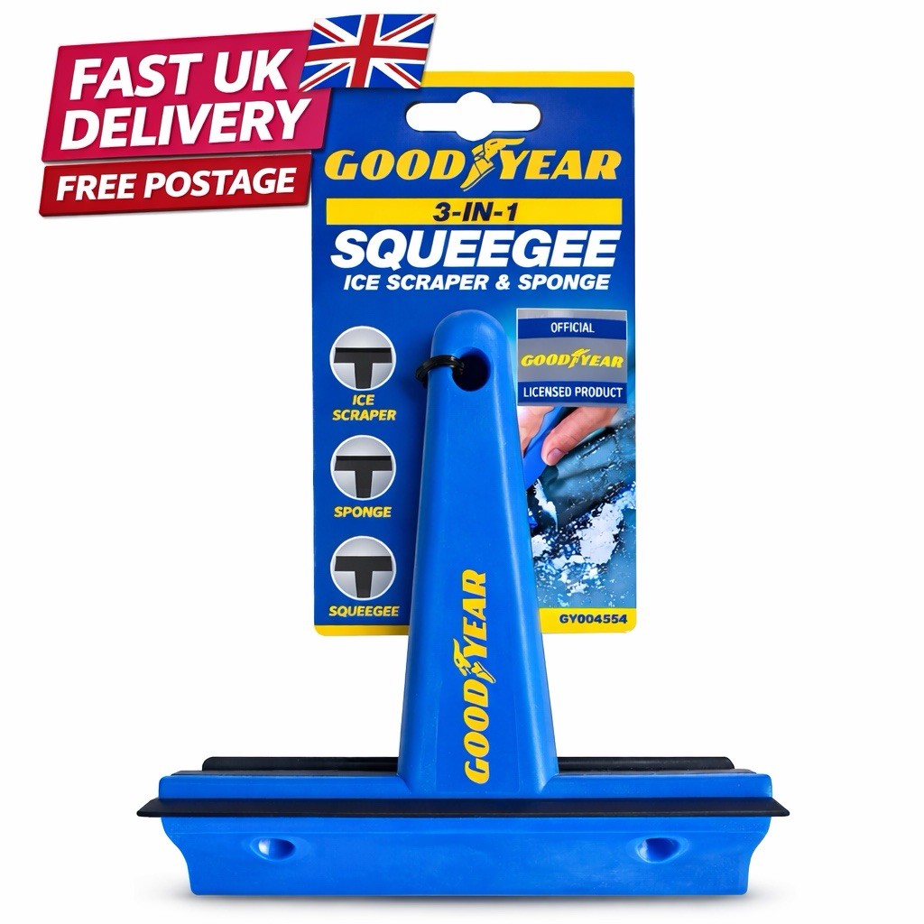 Goodyear 3-in-1 Ice Scraper Squeegee & Sponge Car Windscreen Cleaner Winter Tool