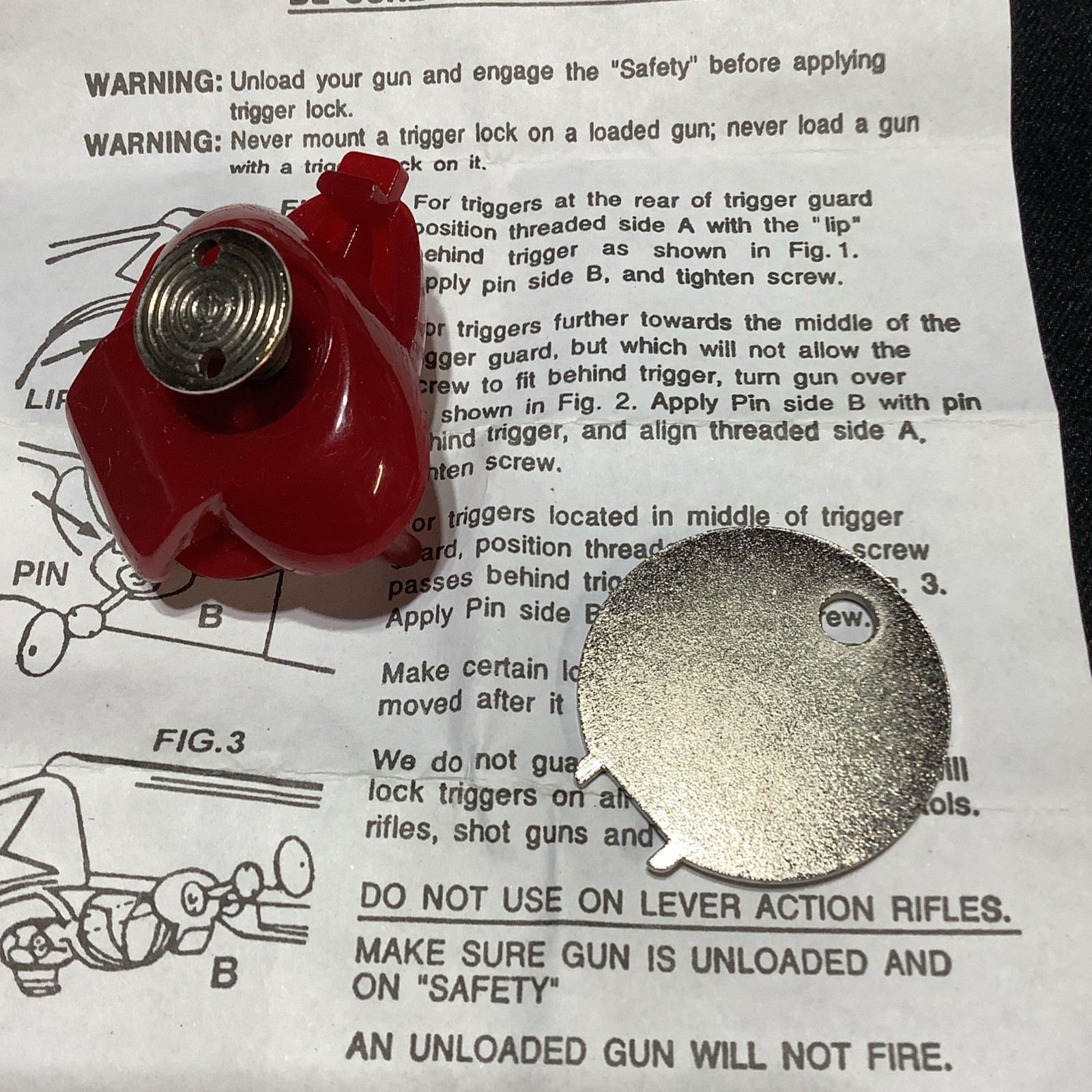 Shot Lock Trigger Lock Red Model #1000 Fits Both Pistols & Long Guns 5 TOTAL