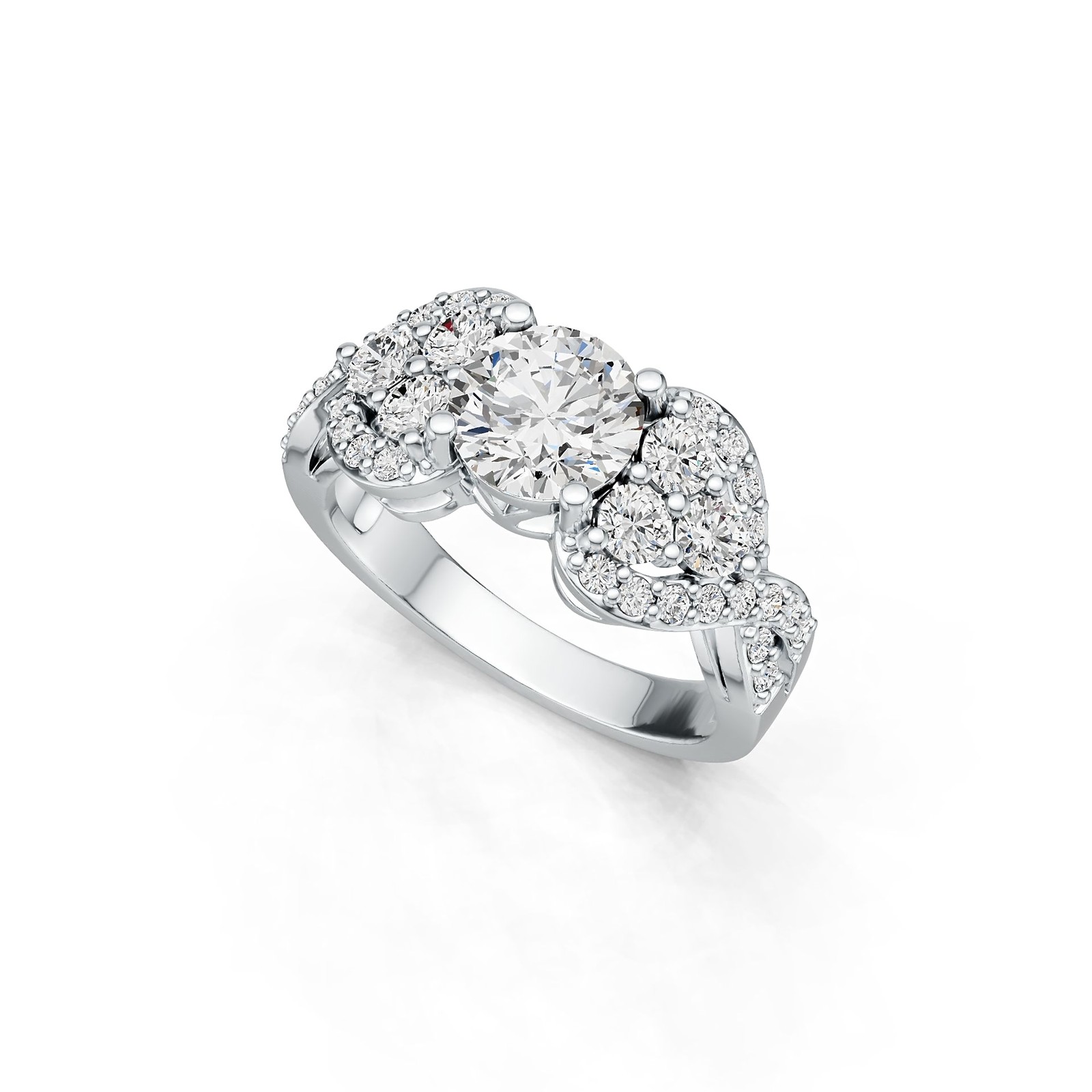 Sterling Silver Semi Mount Ring Setting Round RD 7x7mm with White Topaz