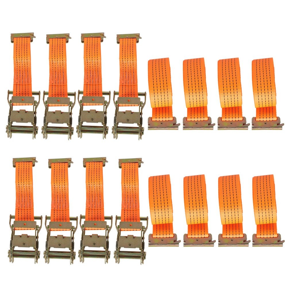 E-Track Ratchet Tie Down Strap 8 Pack 2"x20' Truck Trailer Enclosed Cargo Straps